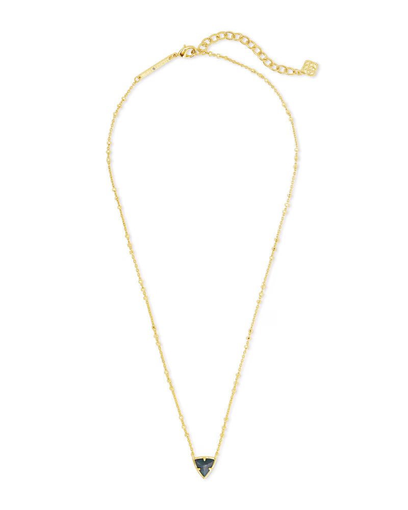 Perry Short Gold Pendant Necklace in Green Apatite