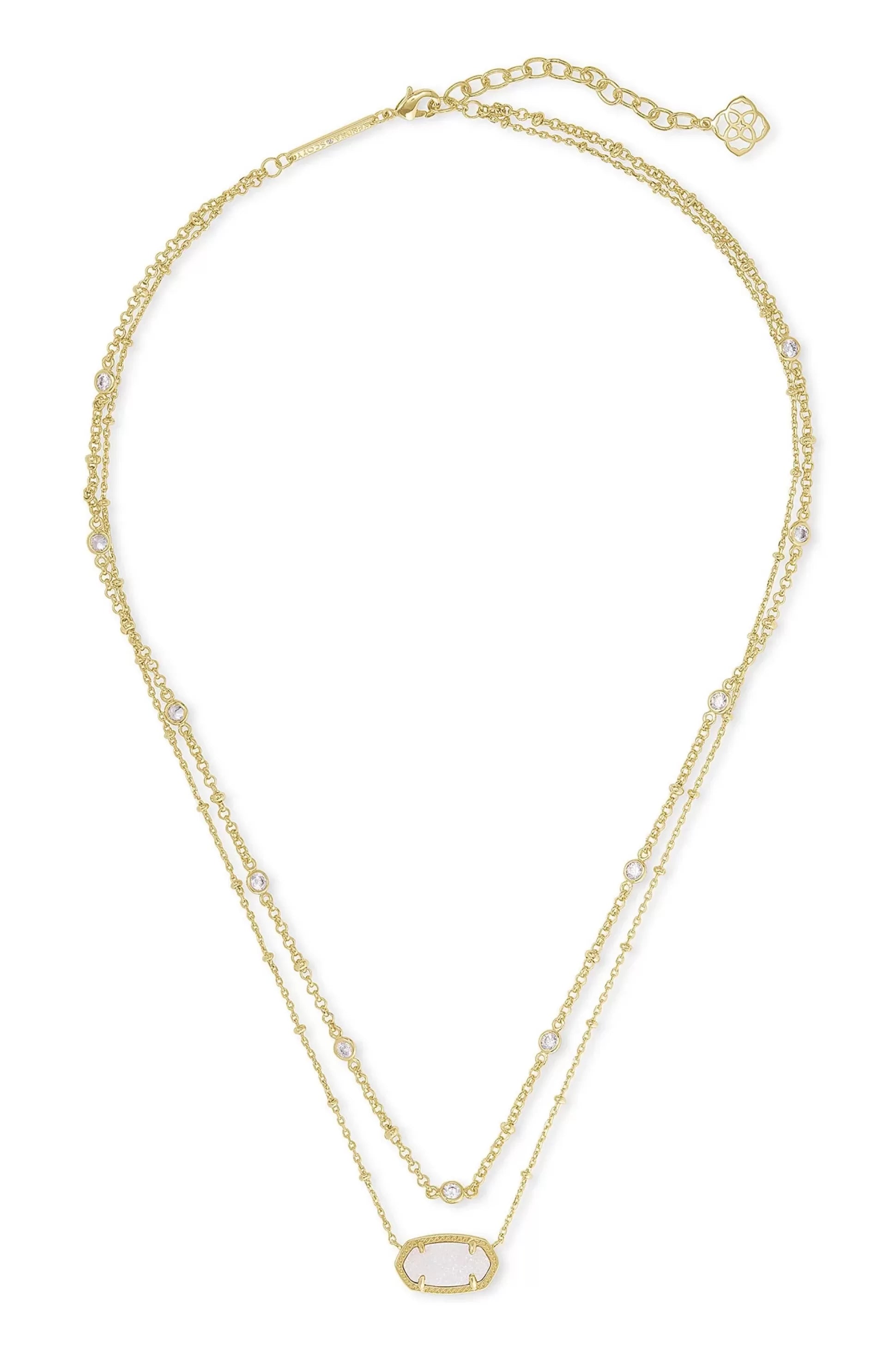 Elisa Gold Multi Strand Necklace in Iridescent Drusy