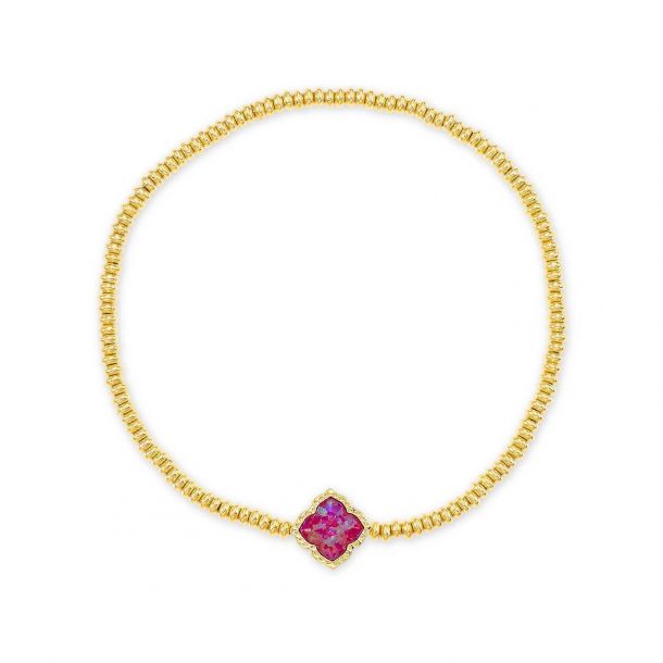 Mallory Stretch Bracelet in Plum Kyocera Simulated Opal