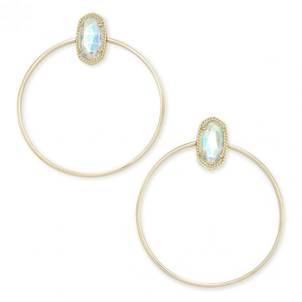 Mayra Open Frame Earring Gold Dichroic Glass - Bella's House Tulsa