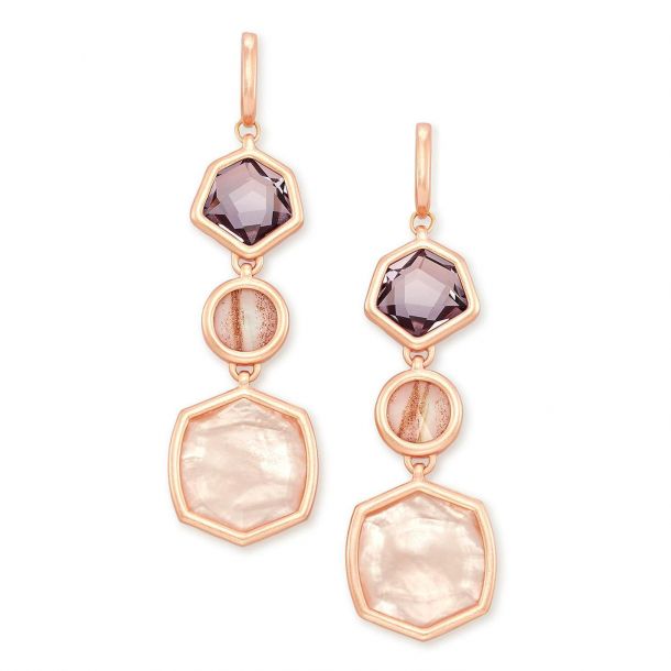 Natalia Linear Earring Rose Gold Peach Mix