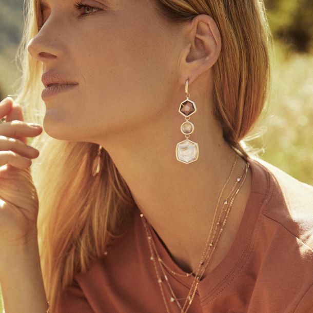 Natalia Linear Earring Rose Gold Peach Mix