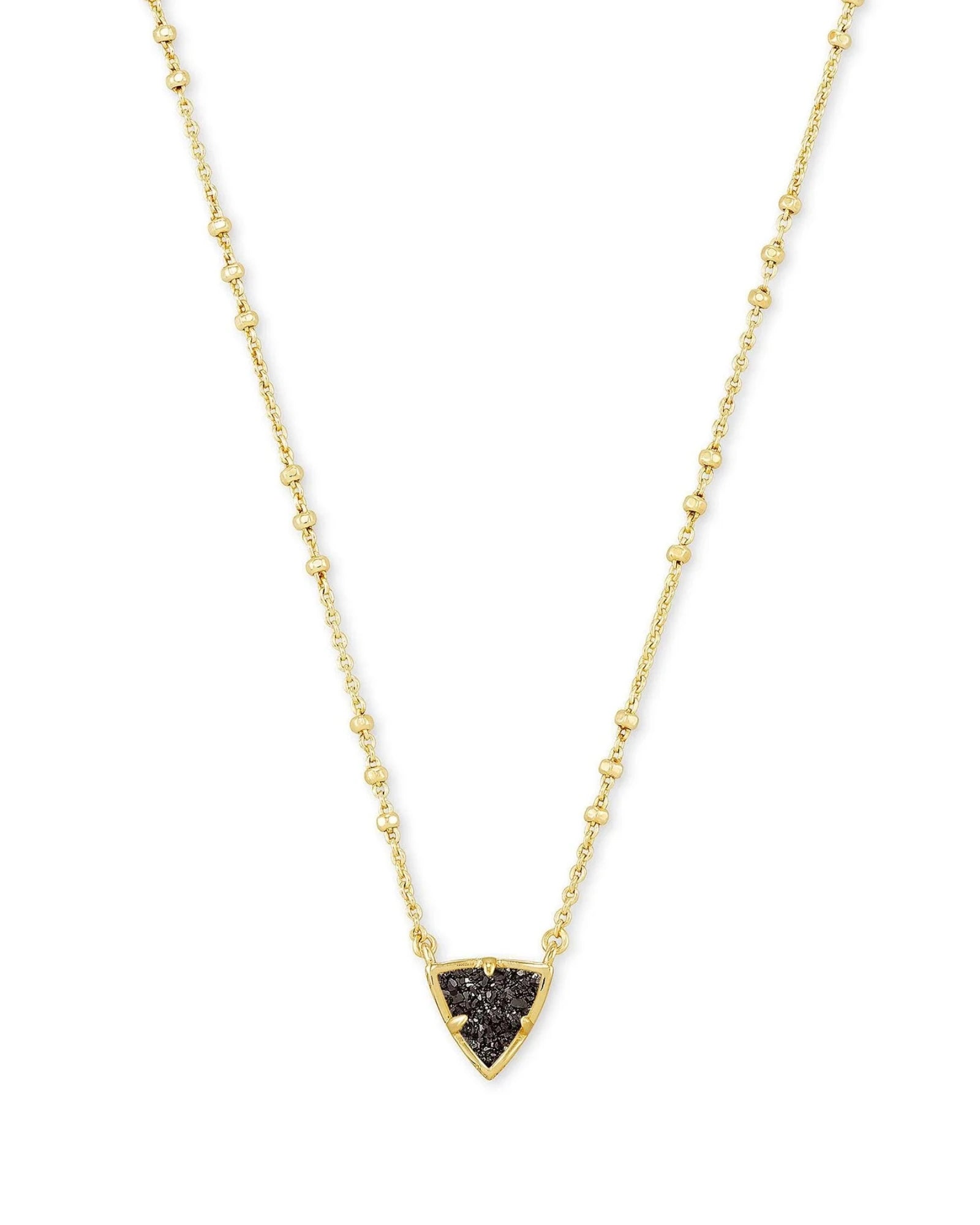 Perry Short Gold Pendant Necklace in Black Drusy